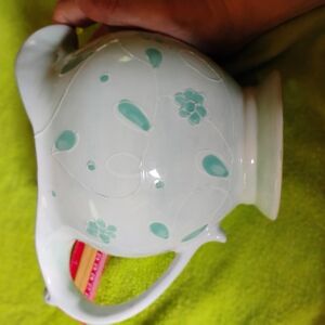 Floral Ceramic Teapot - White and Green